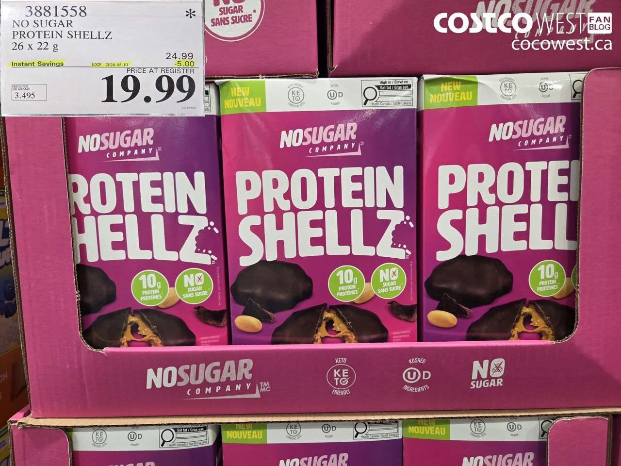 3881558 NO SUGAR PROTEIN SHELLZ 26 X 22 G ($5.00 INSTANT SAVINGS EXPIRES ON 2026-05-10) $19.99