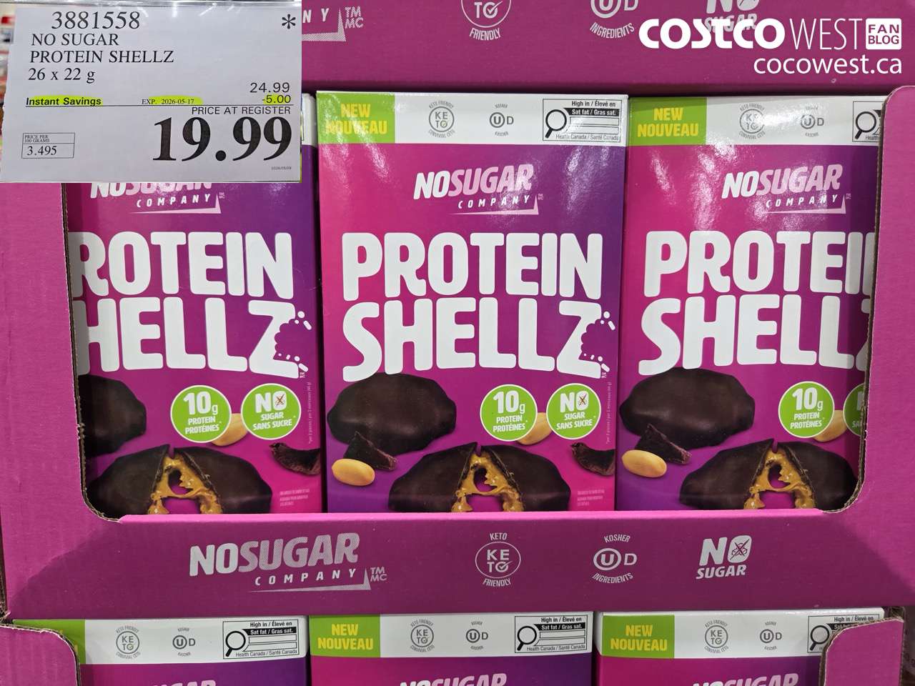 3881558 NO SUGAR PROTEIN SHELLZ 26 X 22 G ($5.00 INSTANT SAVINGS EXPIRES ON 2026-05-17) $19.99