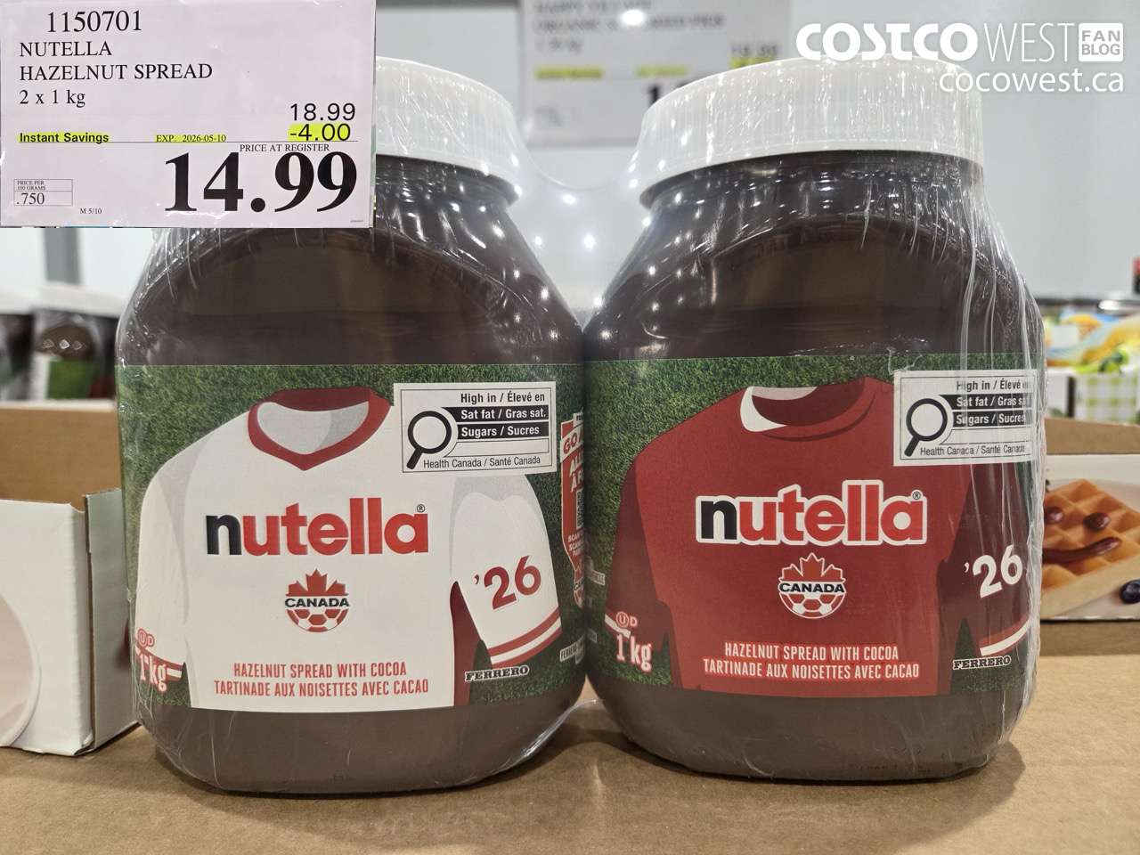 1150701 NUTELLA HAZELNUT SPREAD 2 X 1 KG ($4.00 INSTANT SAVINGS EXPIRES ON 2026-05-10) $14.99