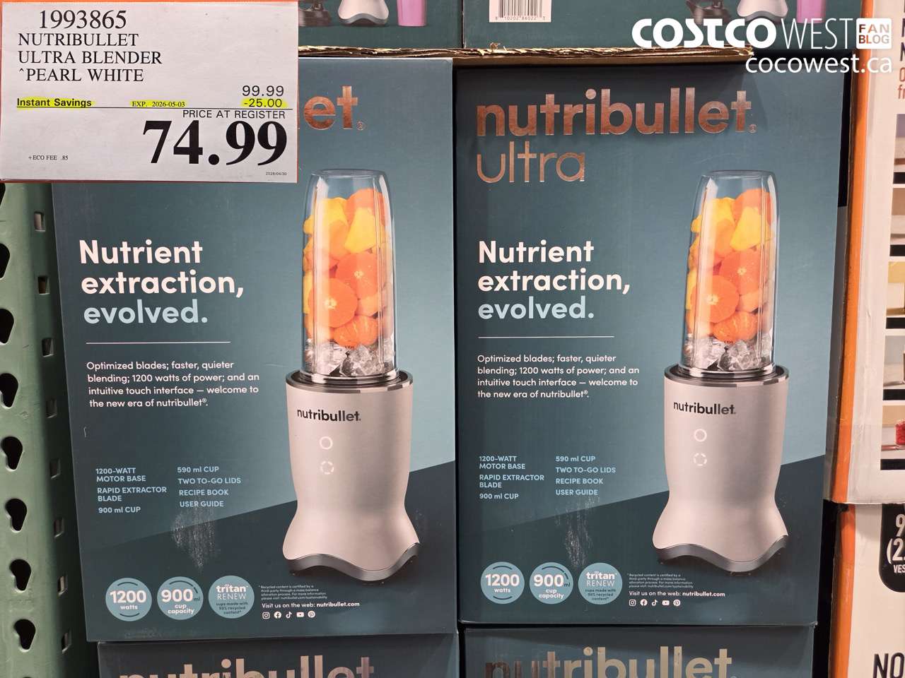 1993865 NUTRIBULLET ULTRA BLENDER PEARL WHITE ($25.00 INSTANT SAVINGS EXPIRES ON 2026-05-03) $74.99