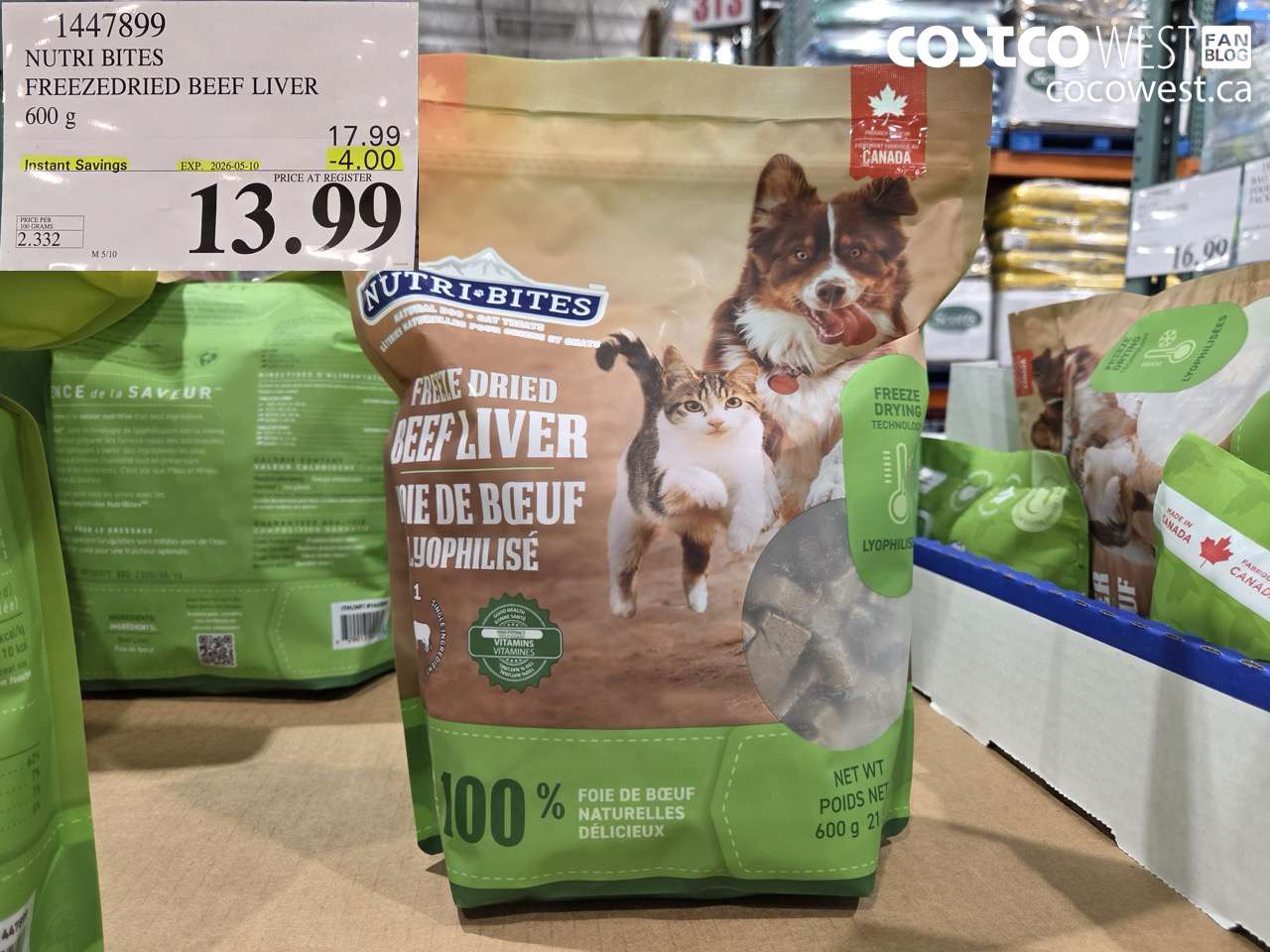 14478999 NUTRI BITES FREEZEDRIED BEEF LIVER 600 G ($4.00 INSTANT SAVINGS EXPIRES ON 2026-05-10) $13.99