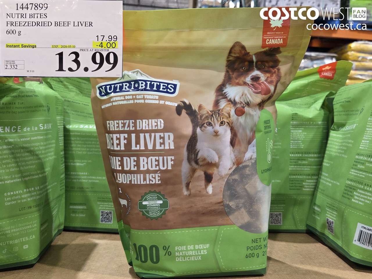 1447899 NUTRI BITES FREEZEDRIED BEEF LIVER 600 G ($4.00 INSTANT SAVINGS EXPIRES ON 2026-05-10) $13.99