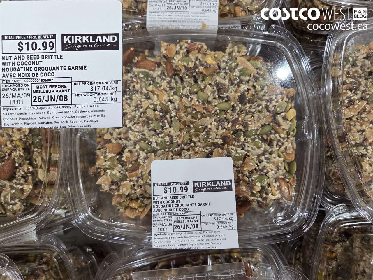 1806887 NUT AND SEED BRITTLE WITH COCONUT $10.99