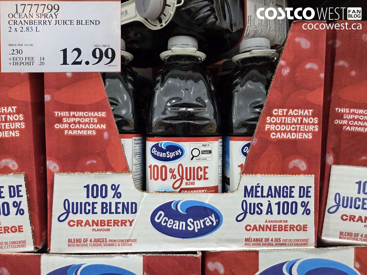 1777799 OCEAN SPRAY CRANBERRY JUICE BLEND 2 X 2.83 L $12.99