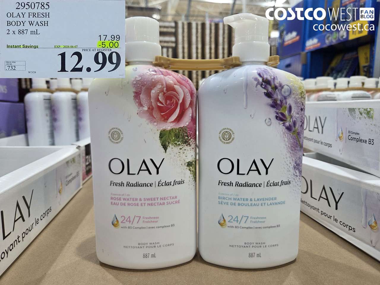 2950785 OLAY FRESH BODY WASH 2 X 887 ML ($5.00 INSTANT SAVINGS EXPIRES ON 2026-06-07) $12.99