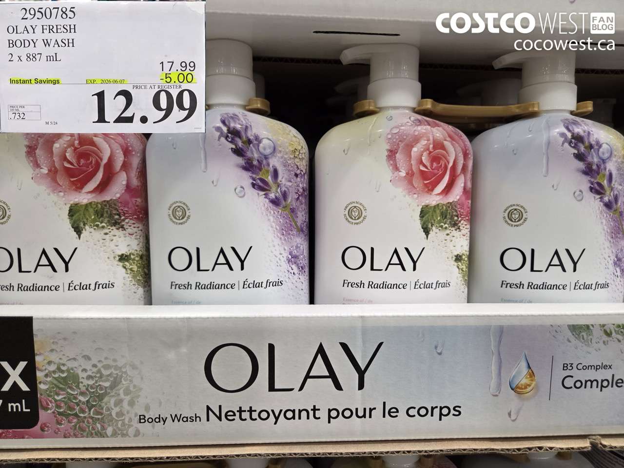 2950785 OLAY FRESH BODY WASH 2 X 887 ML ($5.00 INSTANT SAVINGS EXPIRES ON 2026-06-07) $12.99