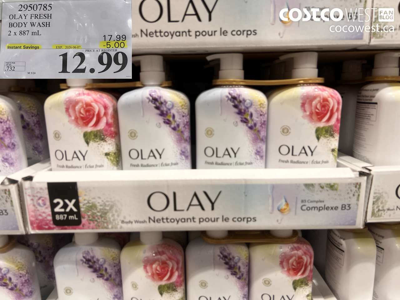 2950785 OLAY FRESH BODY WASH 2 X 887 ML ($5.00 INSTANT SAVINGS EXPIRES ON 2026-06-07) $12.99