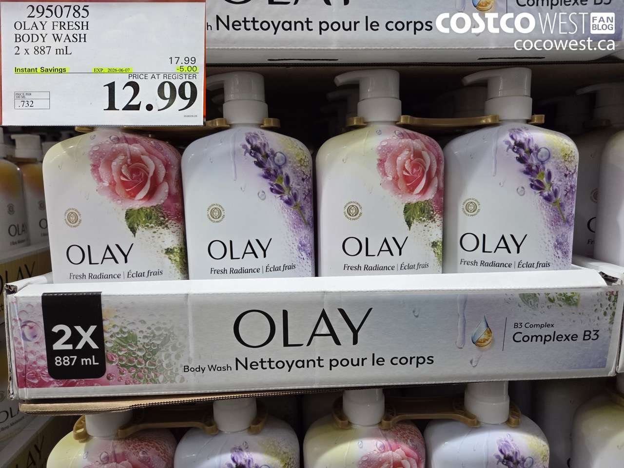 2950785 OLAY FRESH BODY WASH 2 X 887 ML ($5.00 INSTANT SAVINGS EXPIRES ON 2026-06-07) $12.99