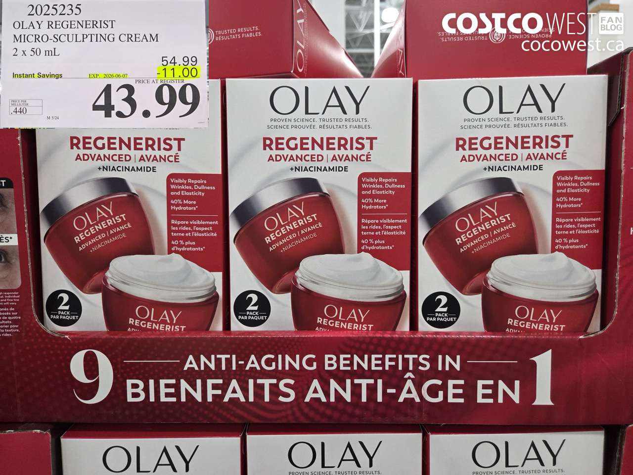 2025235 OLAY REGENERIST MICRO-SCULPTING CREAM 2 X 50 ML ($11.00 INSTANT SAVINGS EXPIRES ON 2026-06-07) $43.99