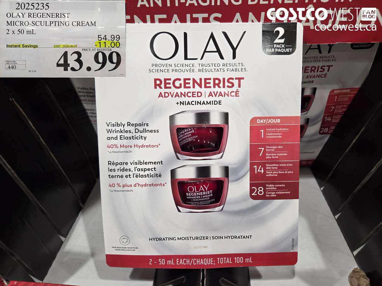 2025235 OLAY REGENERIST MICRO-SCULPTING CREAM 2 X 50 ML ($11.00 INSTANT SAVINGS EXPIRES ON 2026-06-07) $43.99