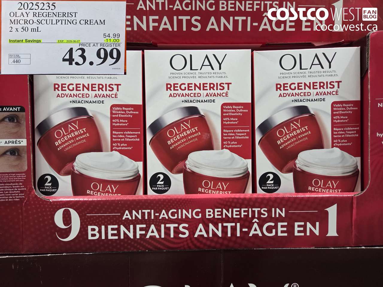 2025235 OLAY REGENERIST MICRO-SCULPTING CREAM 2 X 50 ML ($11.00 INSTANT SAVINGS EXPIRES ON 2026-06-07) $43.99