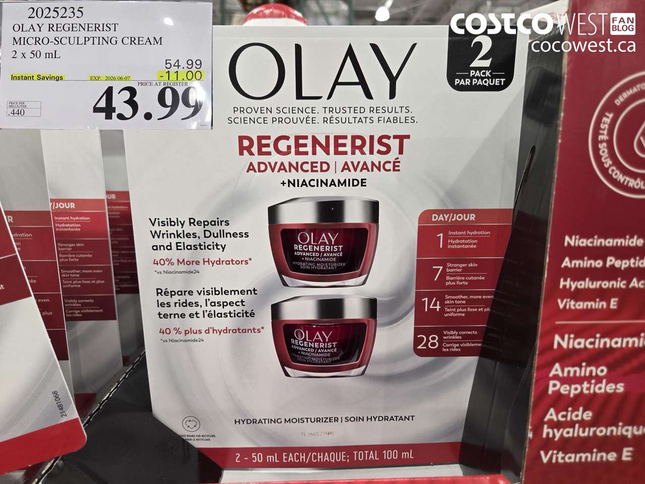 2025235 OLAY REGENERIST MICRO-SCULPTING CREAM 2 X 50 ML ($11.00 INSTANT SAVINGS EXPIRES ON 2026-06-07) $43.99