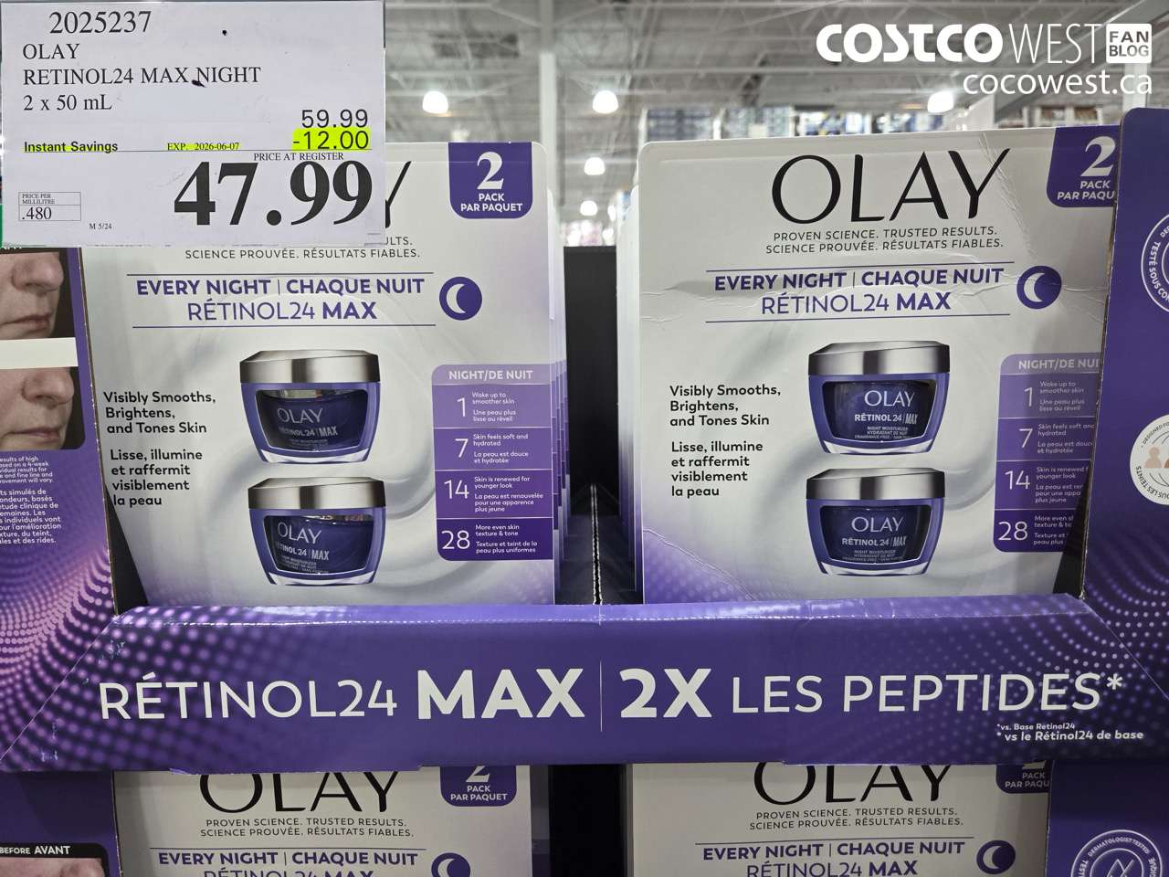 2025237 OLAY RETINOL24 MAX NIGHT 2 X 50 ML ($12.00 INSTANT SAVINGS EXPIRES ON 2026-06-07) $47.99