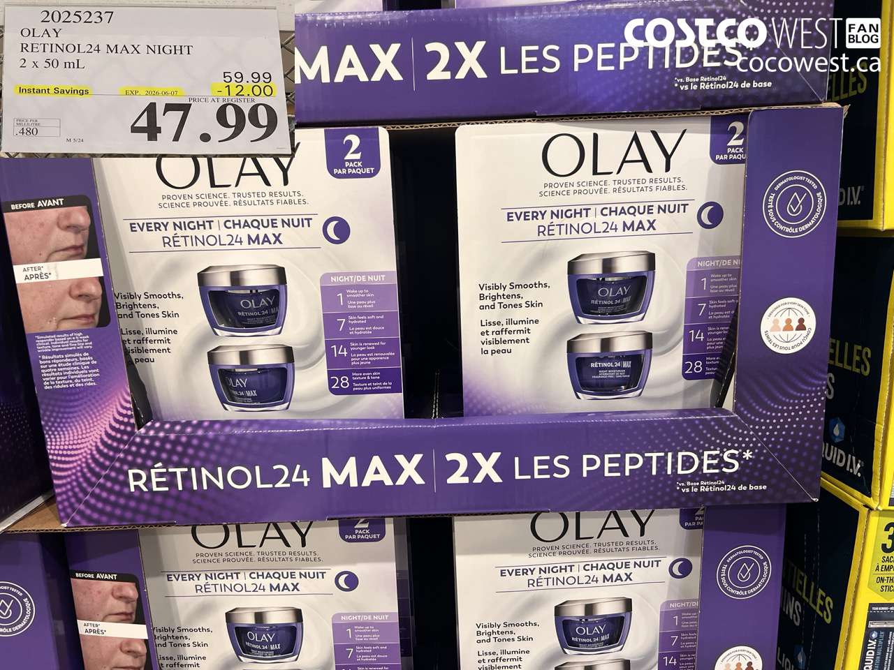 2025237 OLAY RETINOL24 MAX NIGHT 2 X 50 ML ($12.00 INSTANT SAVINGS EXPIRES ON 2026-06-07) $47.99