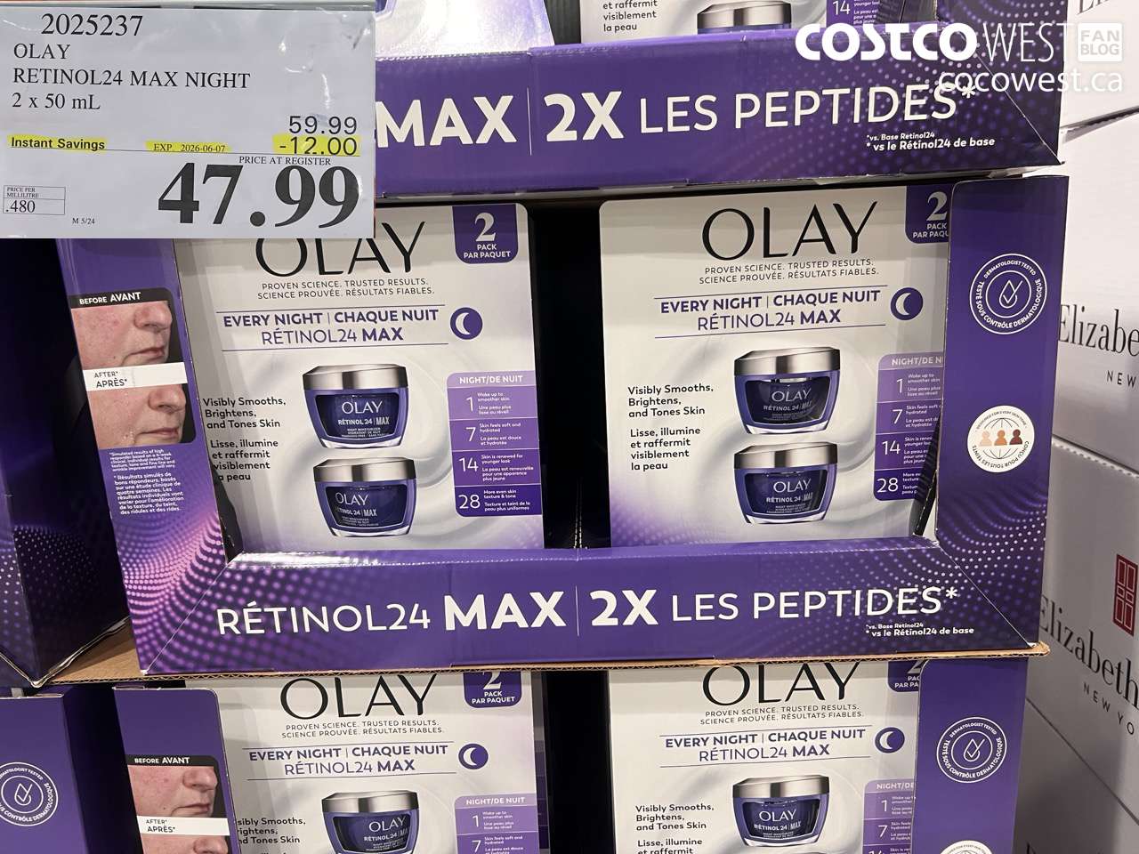 2025237 OLAY RETINOL24 MAX NIGHT 2 X 50 ML ($12.00 INSTANT SAVINGS EXPIRES ON 2026-06-07) $47.99