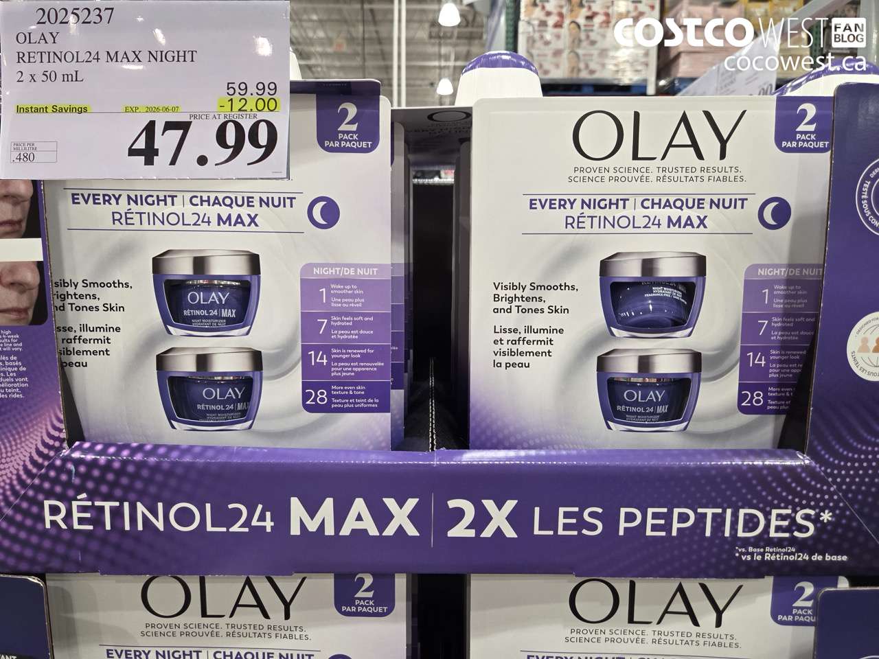 2025237 OLAY RETINOL24 MAX NIGHT 2 X 50 ML ($12.00 INSTANT SAVINGS EXPIRES ON 2026-06-07) $47.99