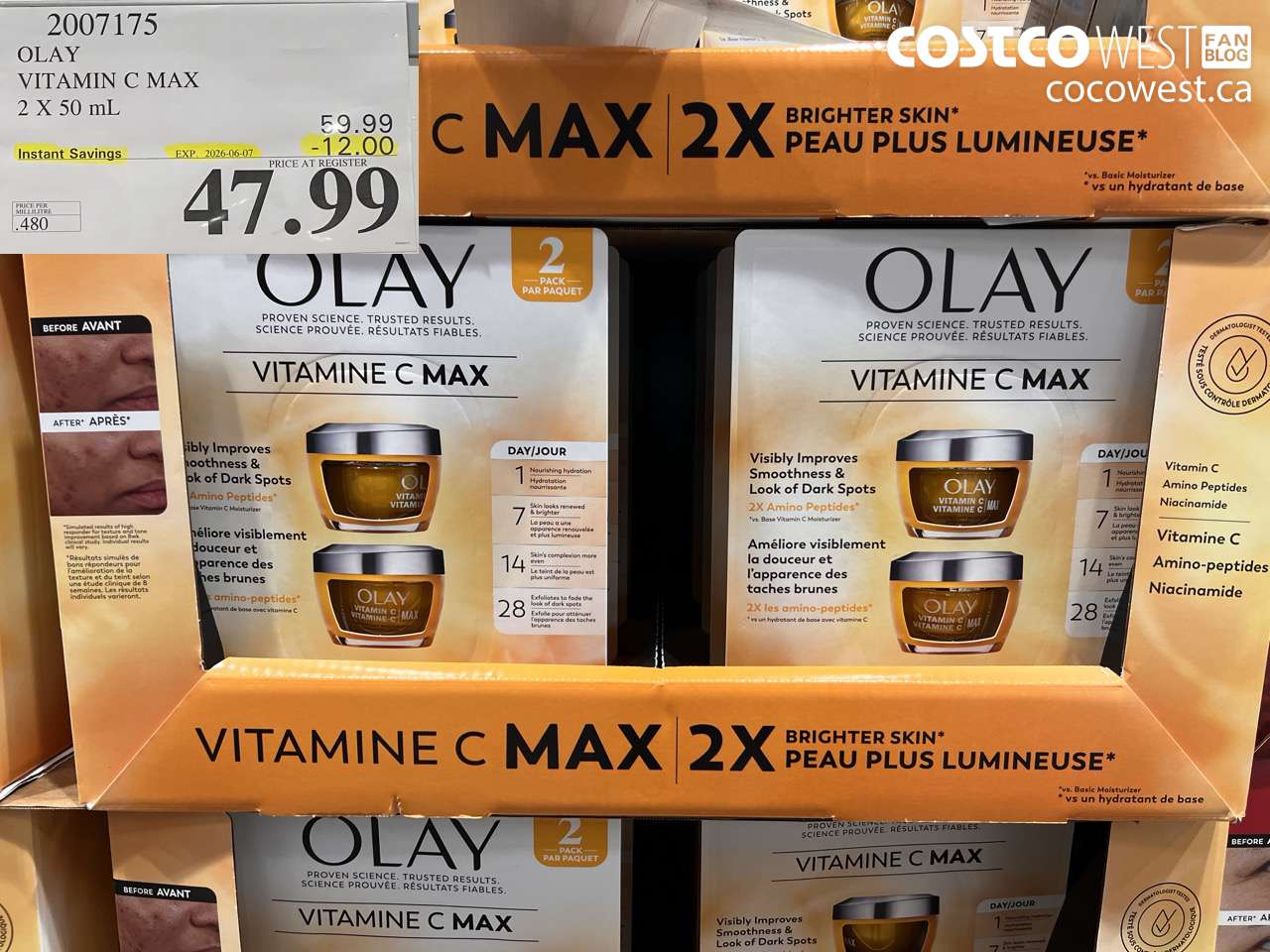 2007175 OLAY VITAMIN C MAX 2 X 50 ML ($12.00 INSTANT SAVINGS EXPIRES ON 2026-06-07) $47.99