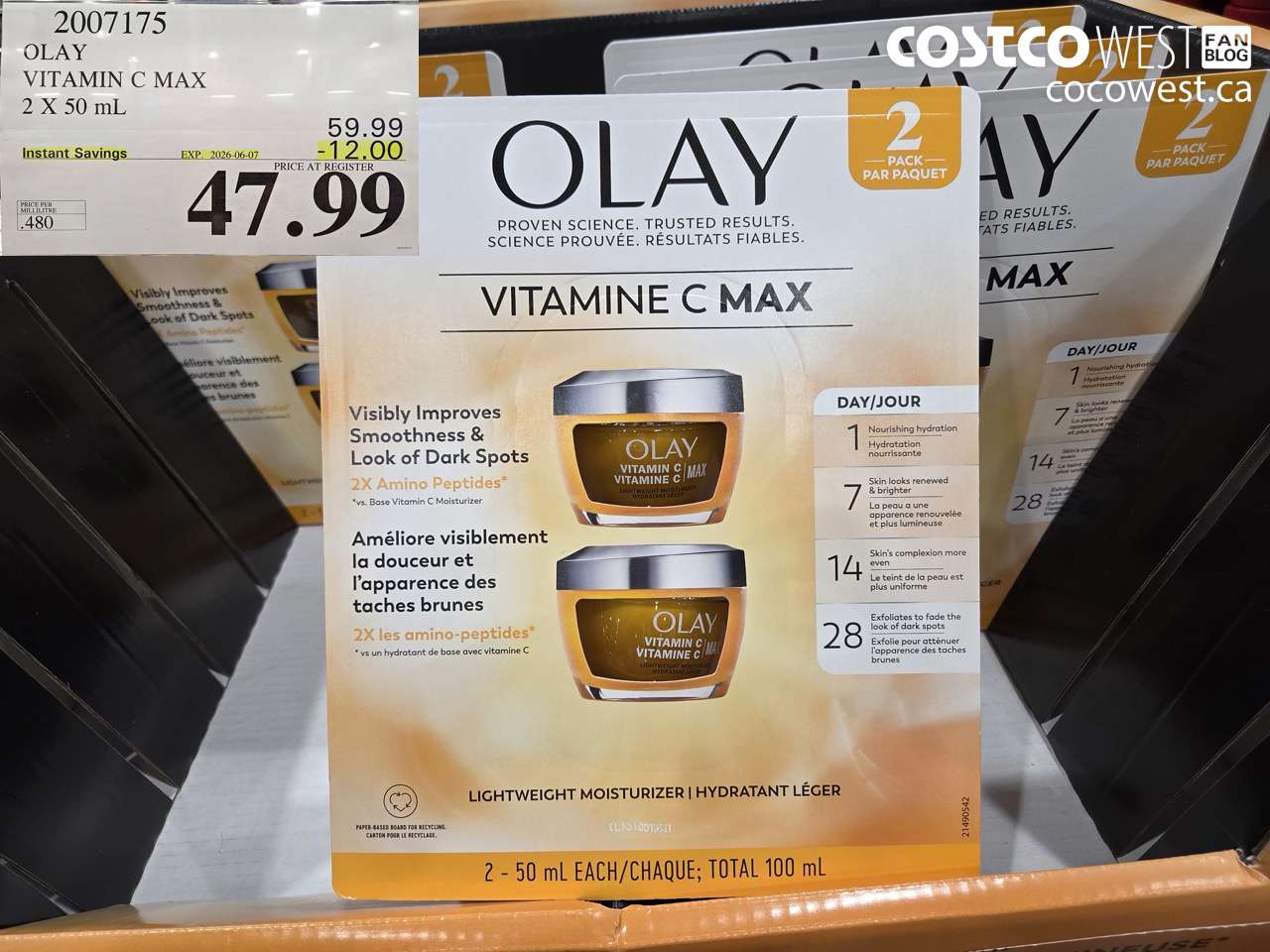 2007175 OLAY VITAMIN C MAX 2 X 50 ML ($12.00 INSTANT SAVINGS EXPIRES ON 2026-06-07) $47.99