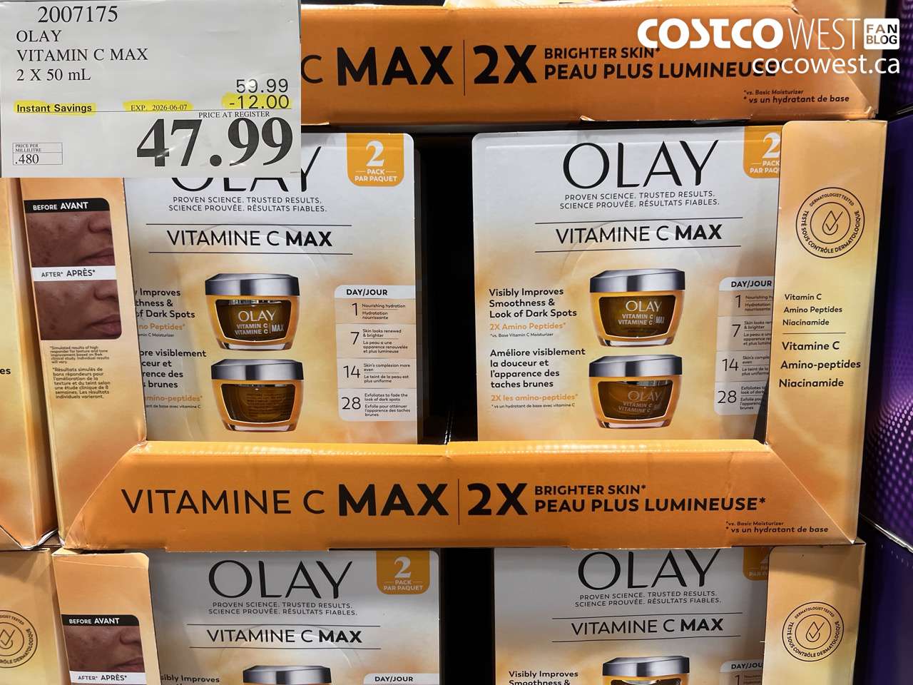 2007175 OLAY VITAMIN C MAX 2 X 50 ML ($12.00 INSTANT SAVINGS EXPIRES ON 2026-06-07) $47.99