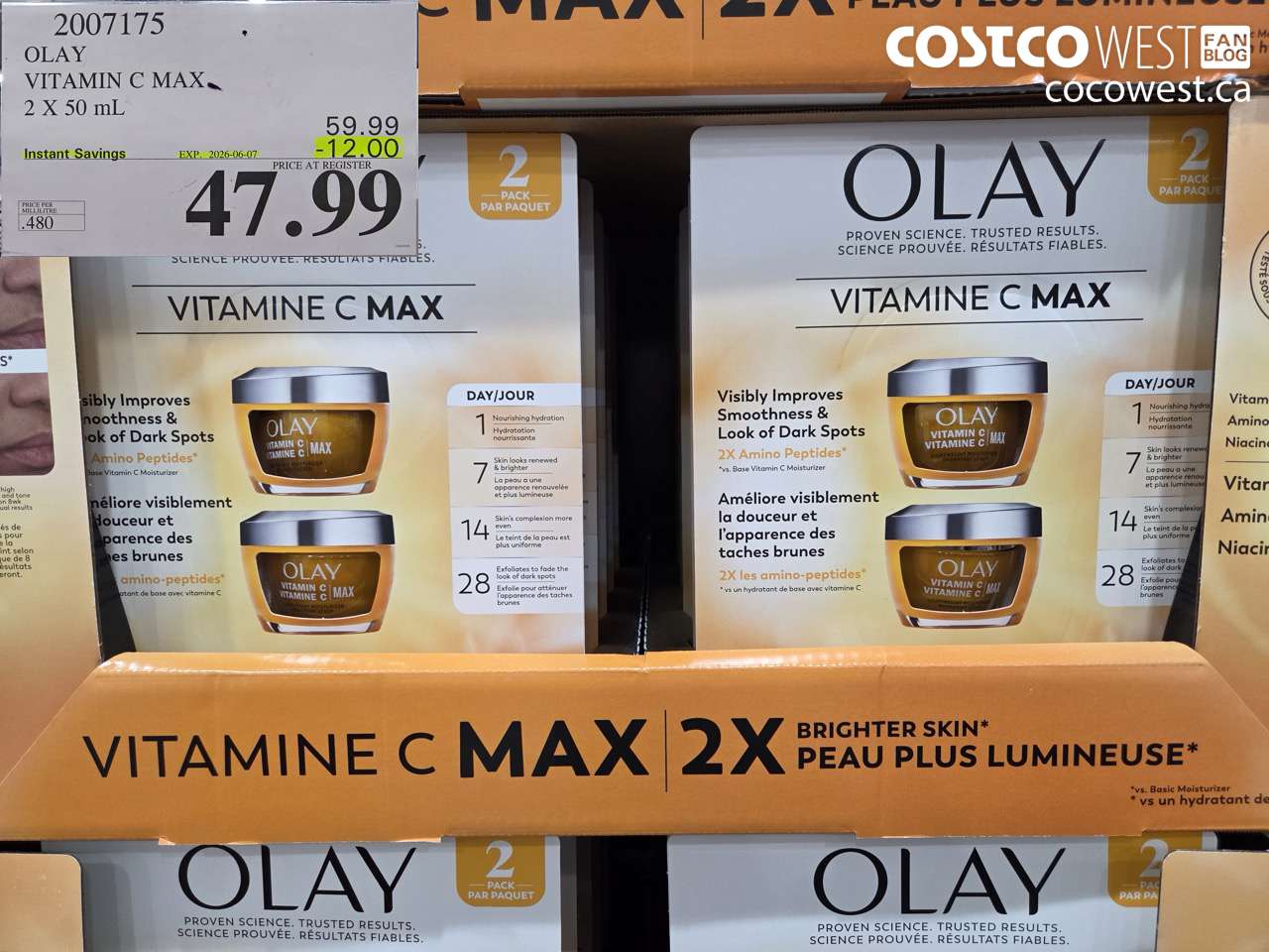 2007175 OLAY VITAMIN C MAX 2 X 50 ML ($12.00 INSTANT SAVINGS EXPIRES ON 2026-06-07) $47.99