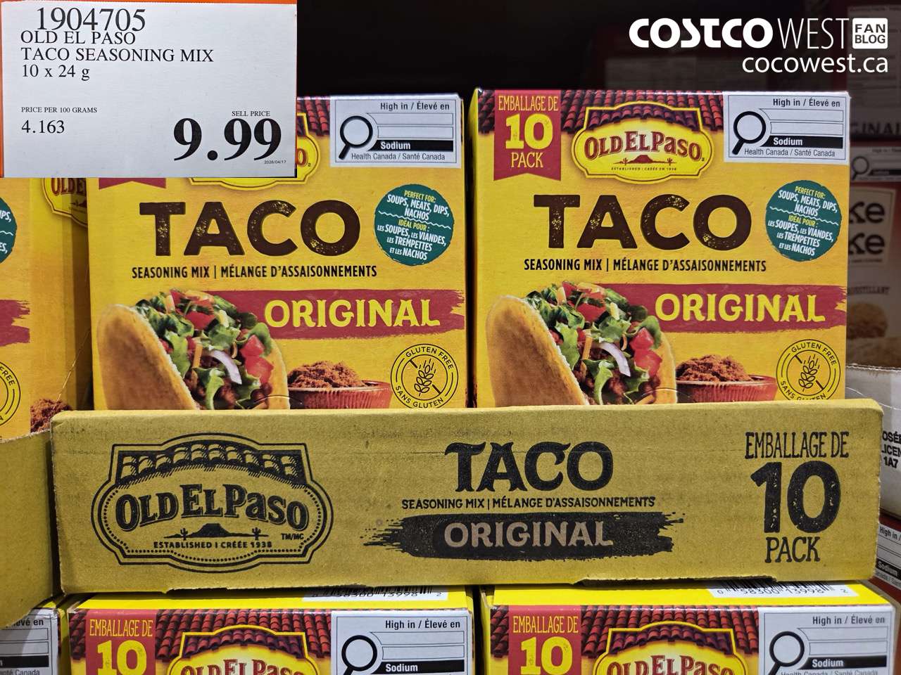 1904705 OLD EL PASO TACO SEASONING MIX 10 X 24 G $9.99