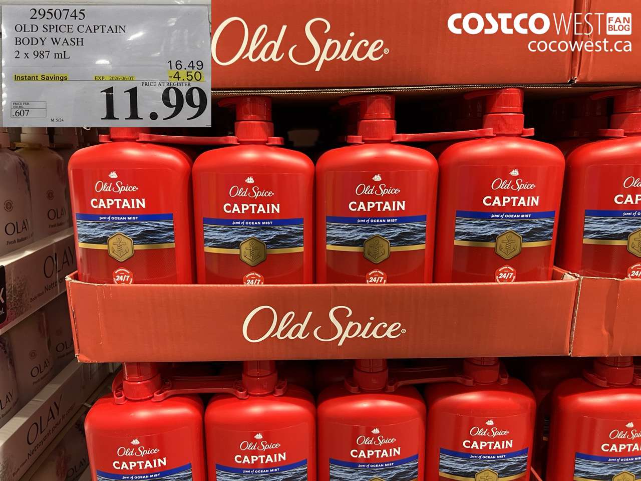 2950745 OLD SPICE CAPTAIN BODY WASH 2 X 987 ML ($4.50 INSTANT SAVINGS EXPIRES ON 2026-06-07) $11.99