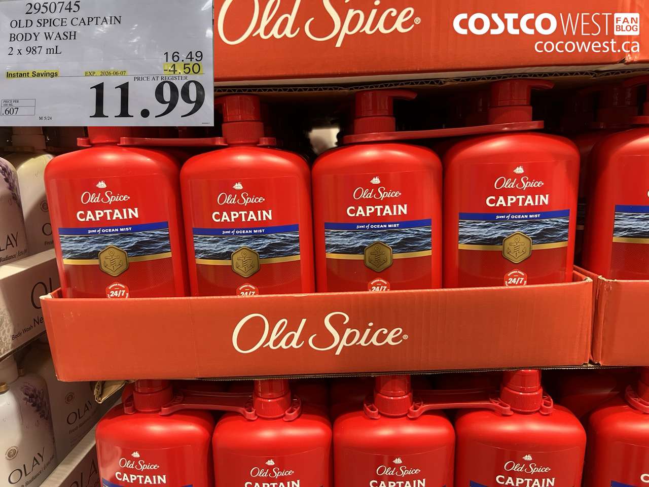 2950745 OLD SPICE CAPTAIN BODY WASH 2 X 987 ML ($4.50 INSTANT SAVINGS EXPIRES ON 2026-06-07) $11.99
