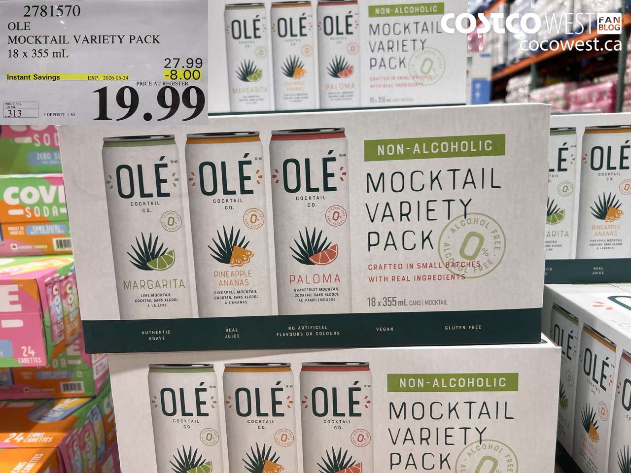 2781570 OLE MOCKTAIL VARIETY PACK 18 X 355 ML ($8.00 INSTANT SAVINGS EXPIRES ON 2026-05-24) $19.99