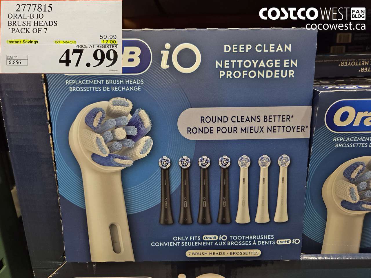 2777815 ORAL-B IO BRUSH HEADS PACK OF 7 ($12.00 INSTANT SAVINGS EXPIRES ON 2026-05-03) $47.99