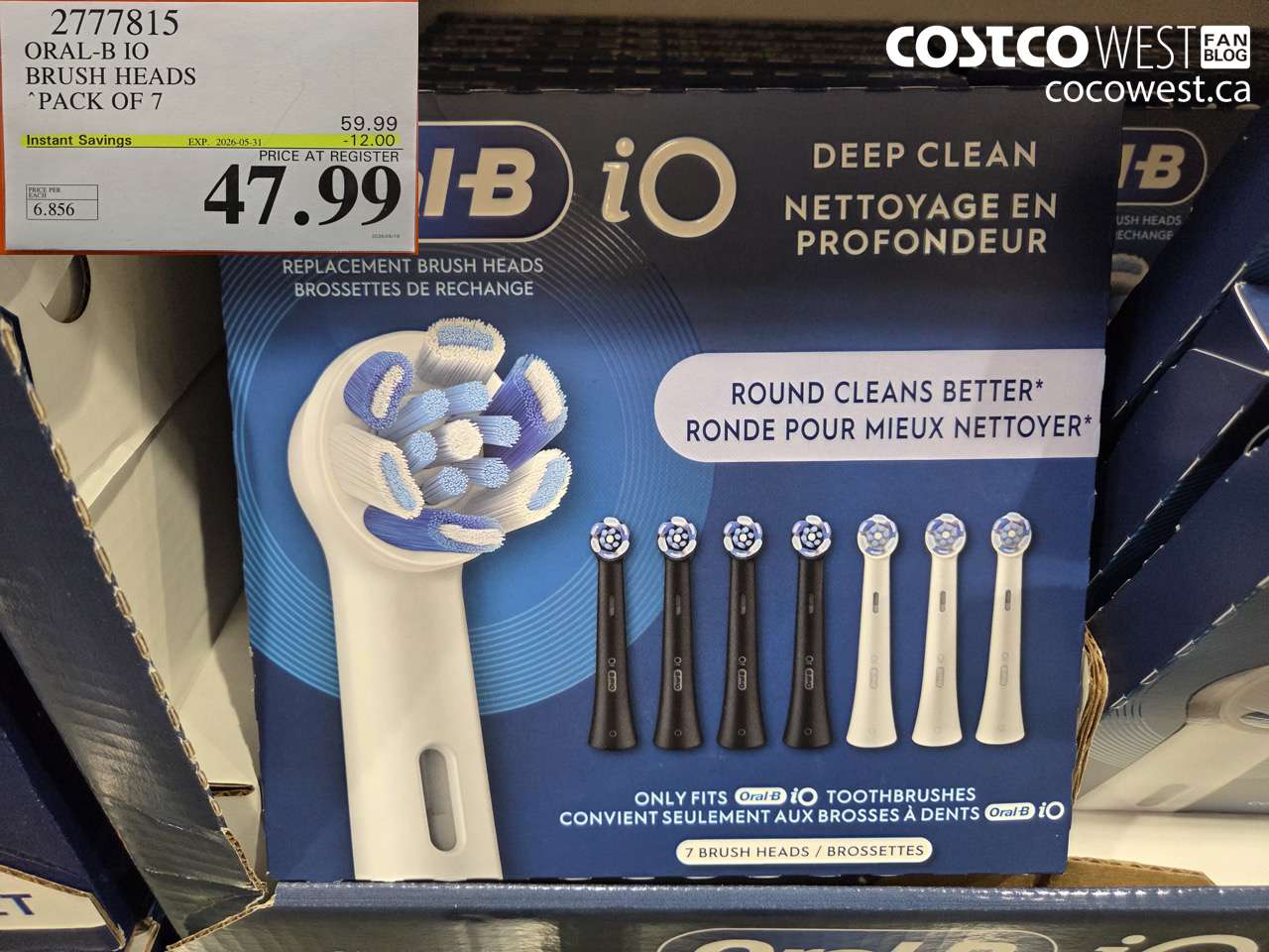 2777815 ORAL-B IO BRUSH HEADS PACK OF 7 ($12.00 INSTANT SAVINGS EXPIRES ON 2026-05-31) $47.99