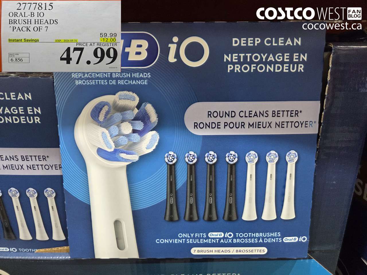 2777815 ORAL-B IO BRUSH HEADS PACK OF 7 ($12.00 INSTANT SAVINGS EXPIRES ON 2026-05-31) $47.99