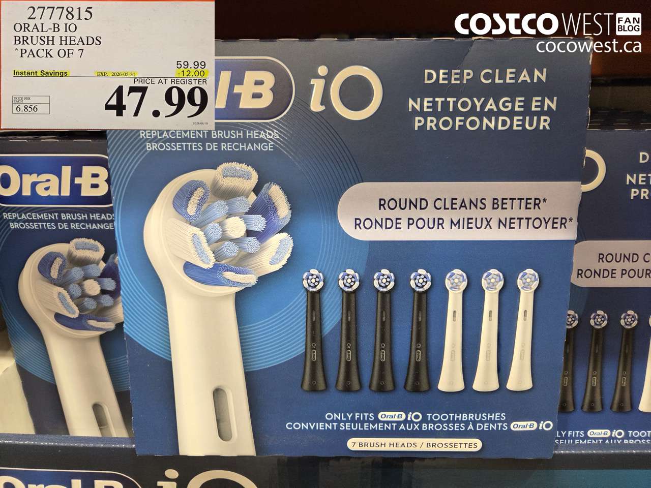 2777815 ORAL-B IO BRUSH HEADS PACK OF 7 ($12.00 INSTANT SAVINGS EXPIRES ON 2026-05-31) $47.99