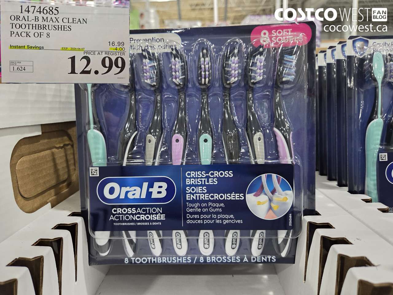 1474685 ORAL-B MAX CLEAN TOOTHBRUSHES PACK OF 8 ($4.00 INSTANT SAVINGS EXPIRES ON 2026-06-07) $12.99