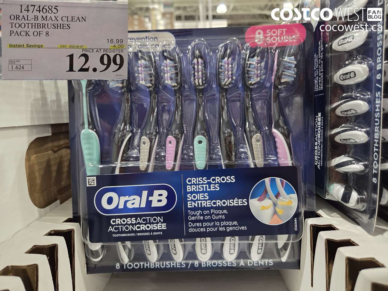 1474685 ORAL-B MAX CLEAN TOOTHBRUSHES PACK OF 8 ($4.00 INSTANT SAVINGS EXPIRES ON 2026-06-07) $12.99
