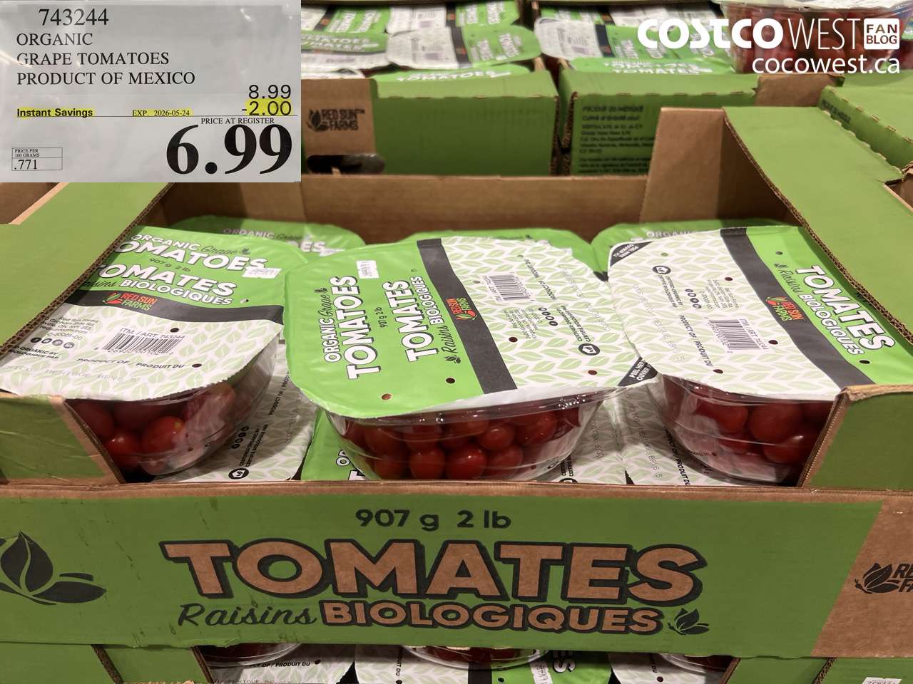 743244 ORGANIC GRAPE TOMATOES PRODUCT OF MEXICO ($2.00 INSTANT SAVINGS EXPIRES ON 2026-05-24) $6.99