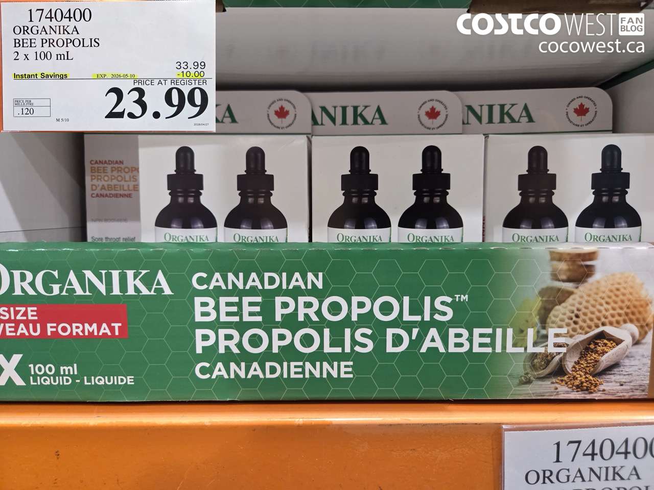 1740400 ORGANIKA BEE PROPOLIS 2 X 100 ML ($10.00 INSTANT SAVINGS EXPIRES ON 2026-05-10) $23.99