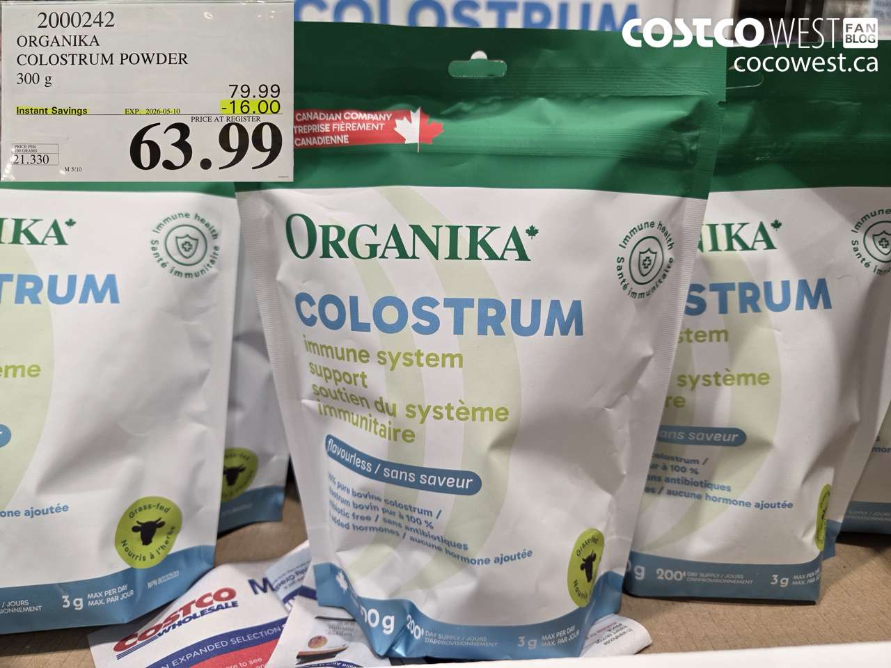 2000242 ORGANIKA COLOSTRUM POWDER 300 G ($16.00 INSTANT SAVINGS EXPIRES ON 2026-05-10) $63.99