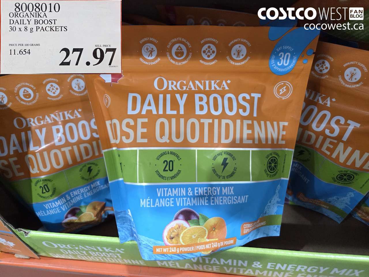 8008010 ORGANIKA DAILY BOOST 30 X 8 G PACKETS $27.97