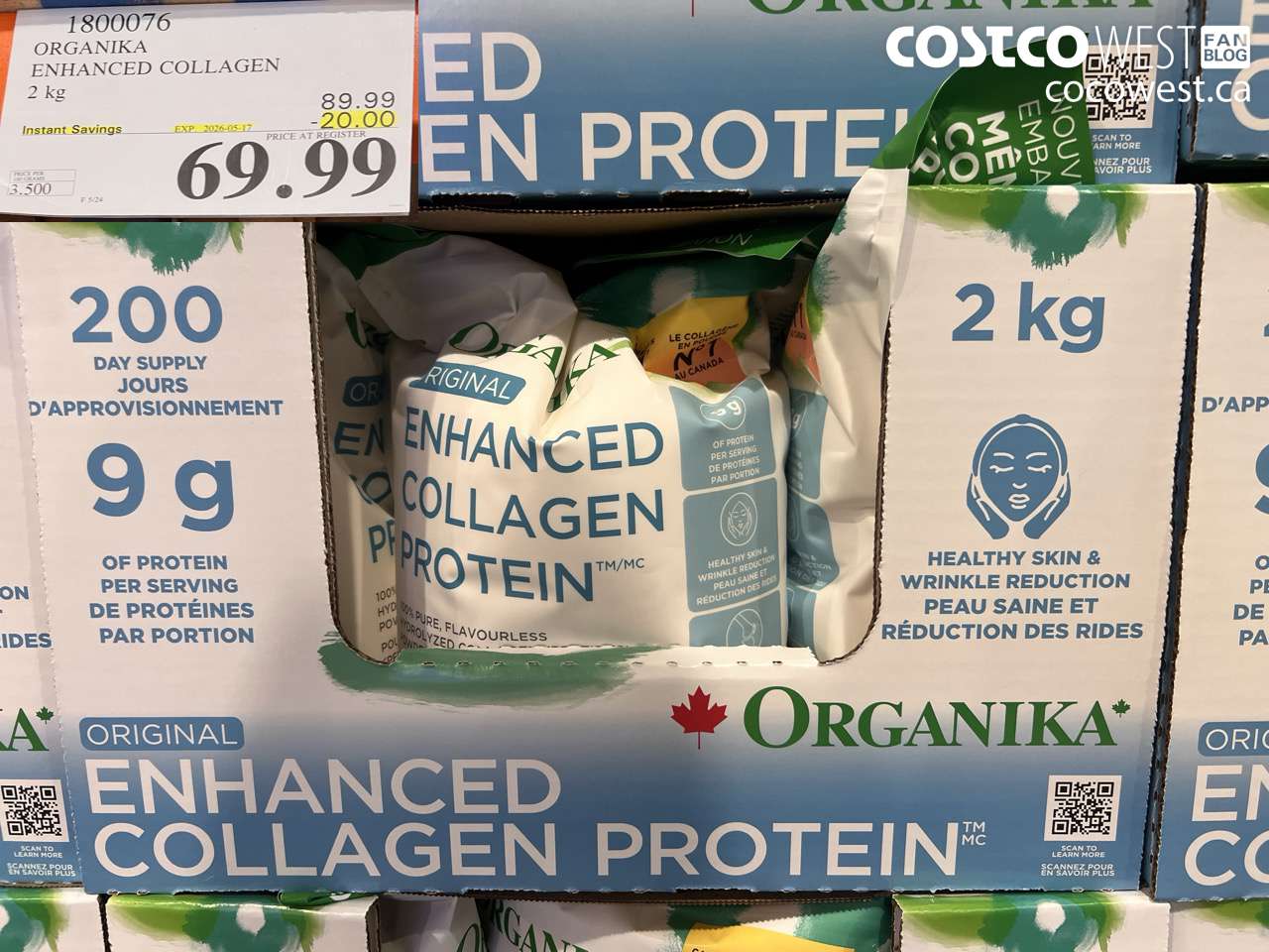 1800076 ORGANIKA ENHANCED COLLAGEN 2 KG ($20.00 INSTANT SAVINGS EXPIRES ON 2026-05-17) $69.99
