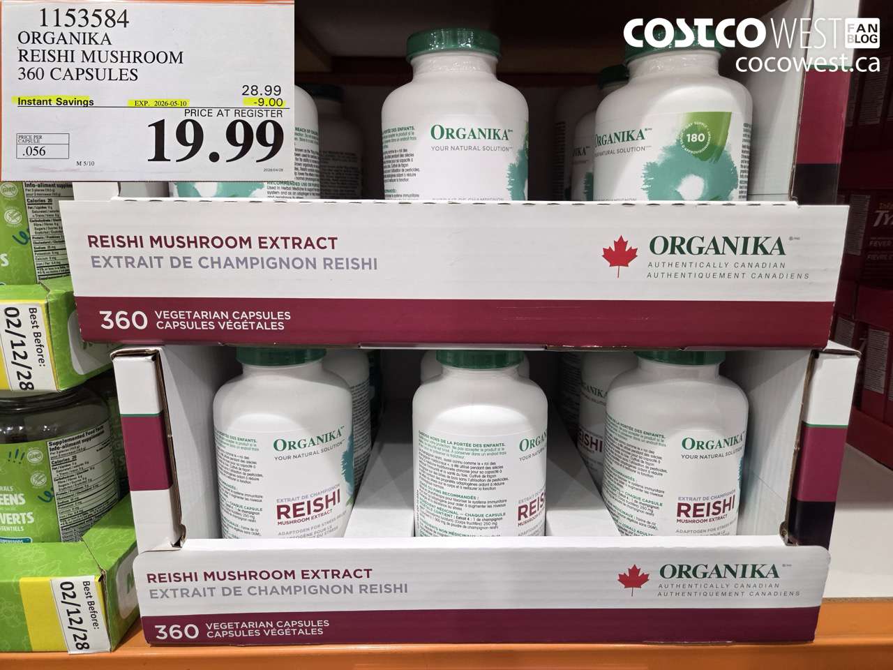 1153584 ORGANIKA REISHI MUSHROOM 360 CAPSULES ($9.00 INSTANT SAVINGS EXPIRES ON 2026-05-10) $19.99