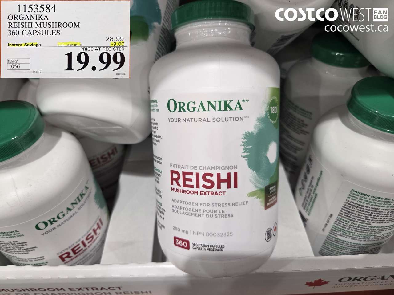 1153584 ORGANIKA REISHI MUSHROOM 360 CAPSULES ($9.00 INSTANT SAVINGS EXPIRES ON 2026-05-10) $19.99