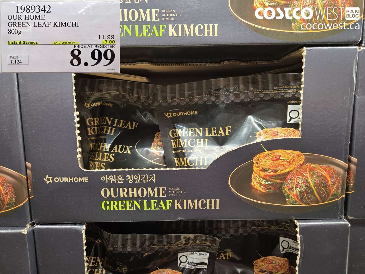 1989342 OUR HOME GREEN LEAF KIMCHI 800G ($3.00 INSTANT SAVINGS EXPIRES ON 2026-05-07) $8.99