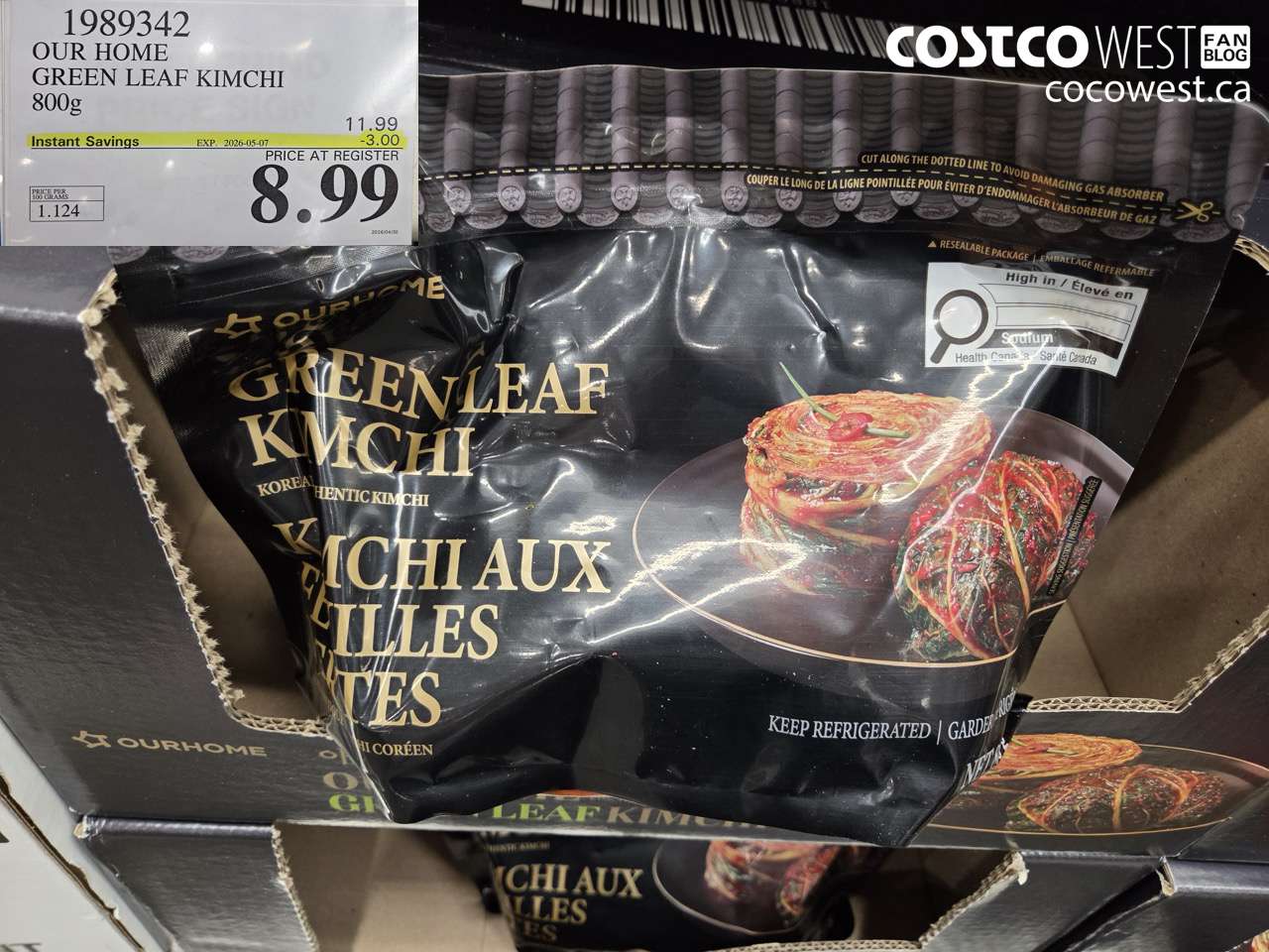 1989342 OUR HOME GREEN LEAF KIMCHI 800G ($3.00 INSTANT SAVINGS EXPIRES ON 2026-05-07) $8.99