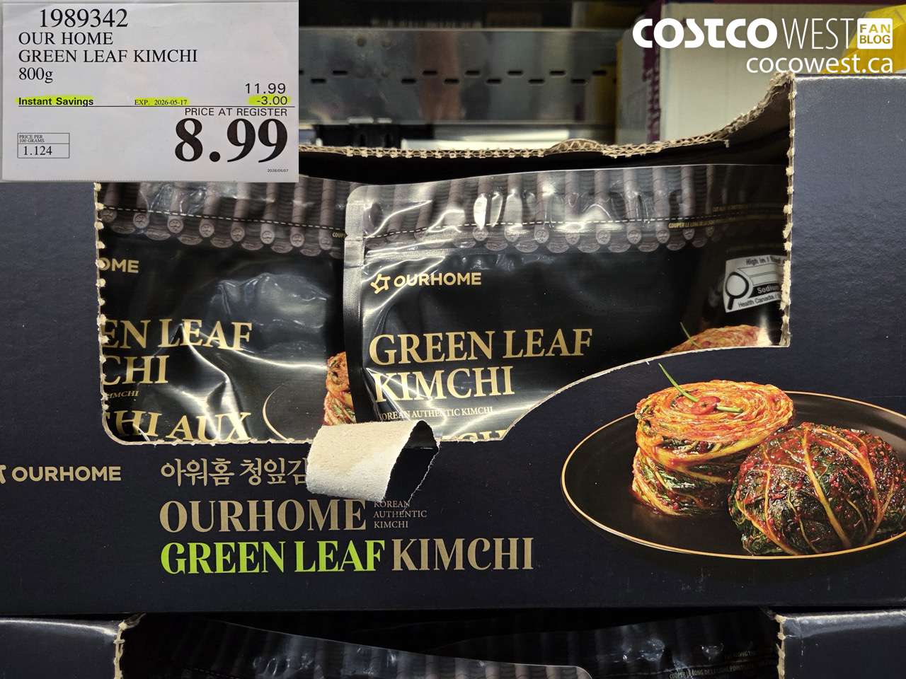 1989342 OUR HOME GREEN LEAF KIMCHI 800G ($3.00 INSTANT SAVINGS EXPIRES ON 2026-05-17) $8.99