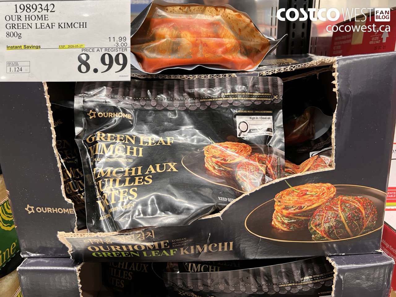 1989342 OUR HOME GREEN LEAF KIMCHI 800G ($3.00 INSTANT SAVINGS EXPIRES ON 2026-05-17) $8.99