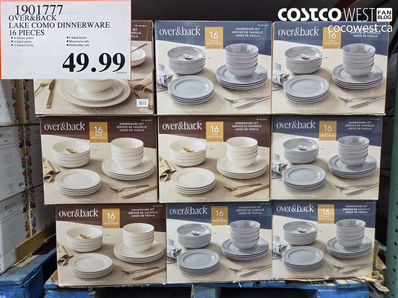 1901777 OVER&BACK LAKE COMO DINNERWARE 16 PIECES $49.99