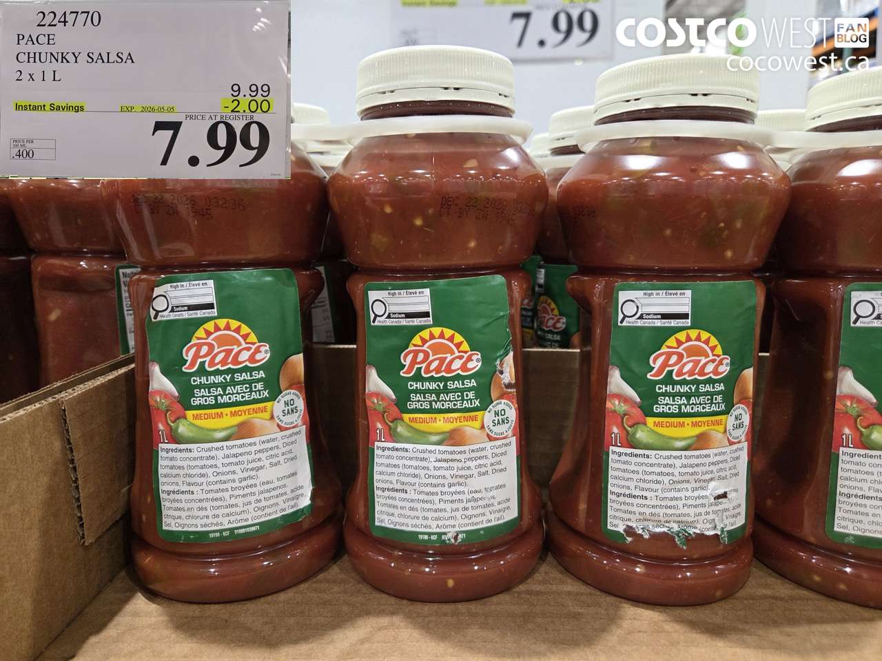 224770 PACE CHUNKY SALSA 2 X 1L ($2.00 INSTANT SAVINGS EXPIRES ON 2026-05-05) $7.99