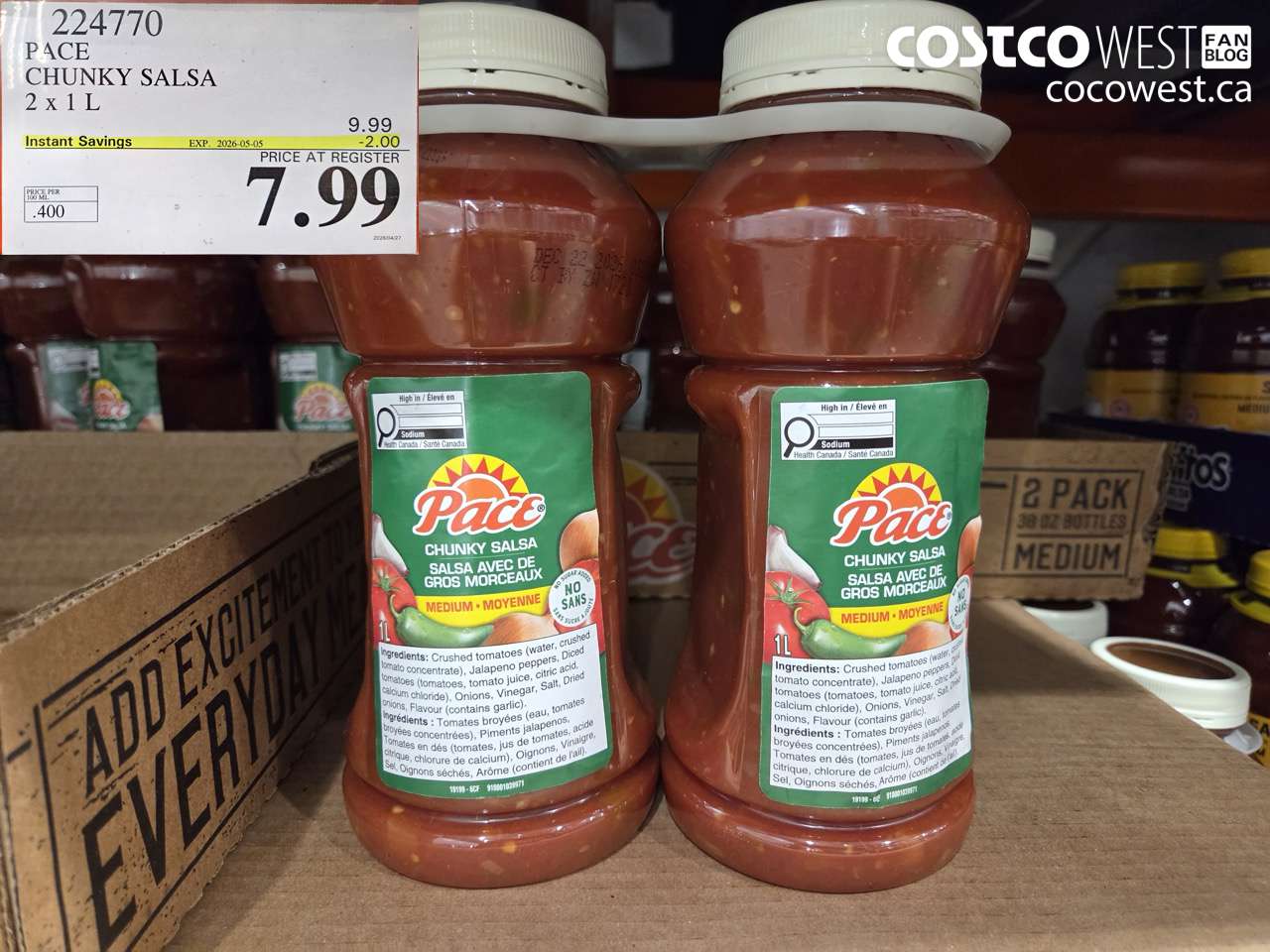 224770 PACE CHUNKY SALSA 2 X 1 L ($2.00 INSTANT SAVINGS EXPIRES ON 2026-05-05) $7.99
