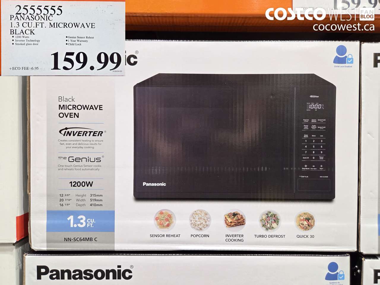 2555555 PANASONIC 1.3 CU. FT. MICROWAVE BLACK $159.99
