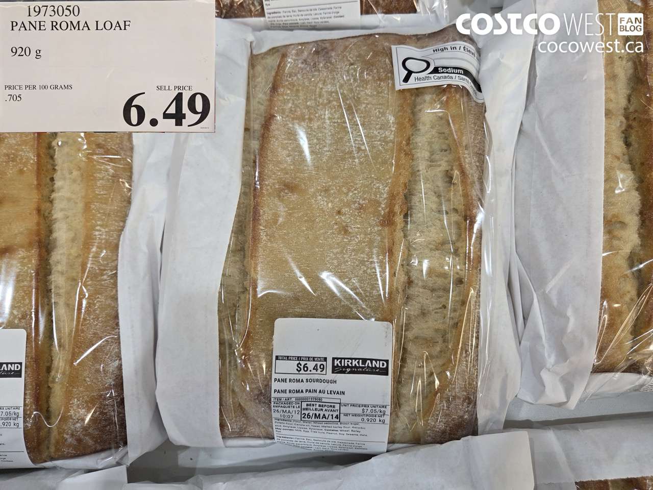 1973050 PANE ROMA LOAF 920 G $6.49